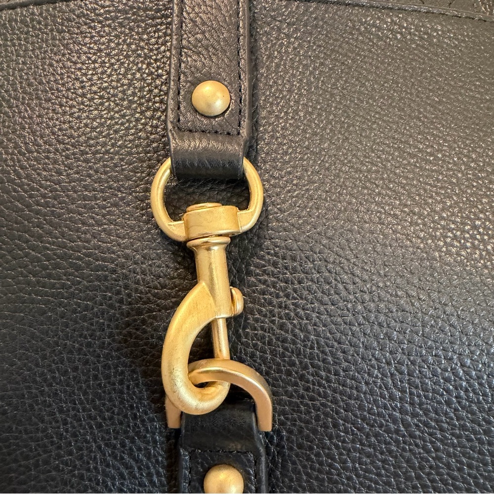 Lodis Black Leather Satchel with Gold Hardware Detail - Picture 5 of 16